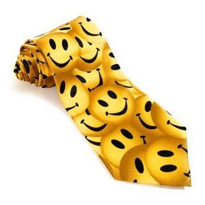 Ralph Marlin Men's Tie Yellow Smiley Face Print